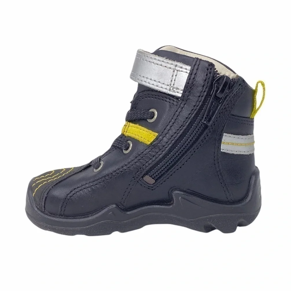 Ecco Boots Boys Black Silver Leather Booties Baby Toddler Euro Size 20 = US 4.5